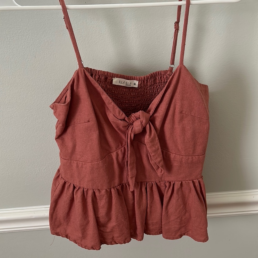 Smocked back tie front tank